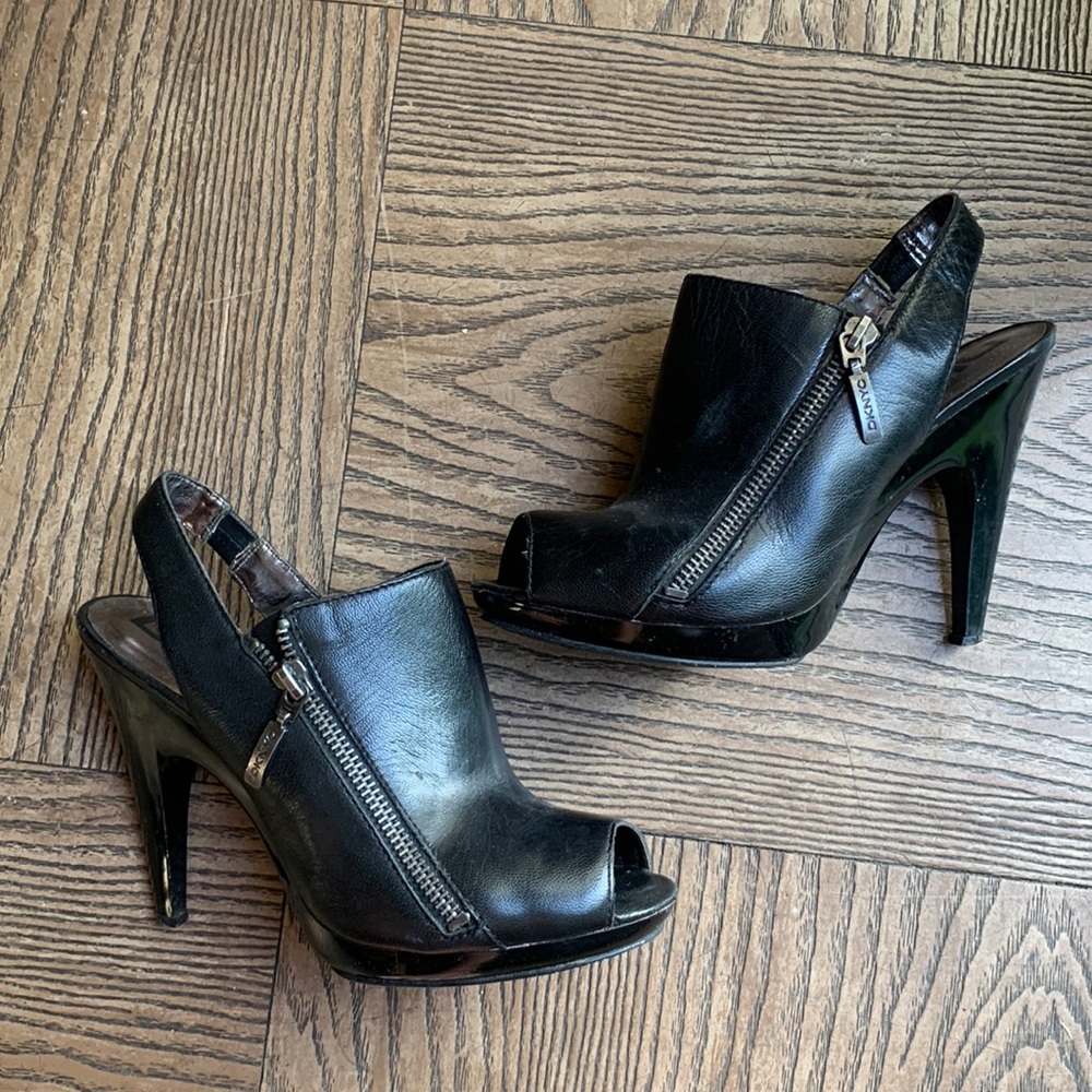 DKNY Leather platform peep toe sling back Heels